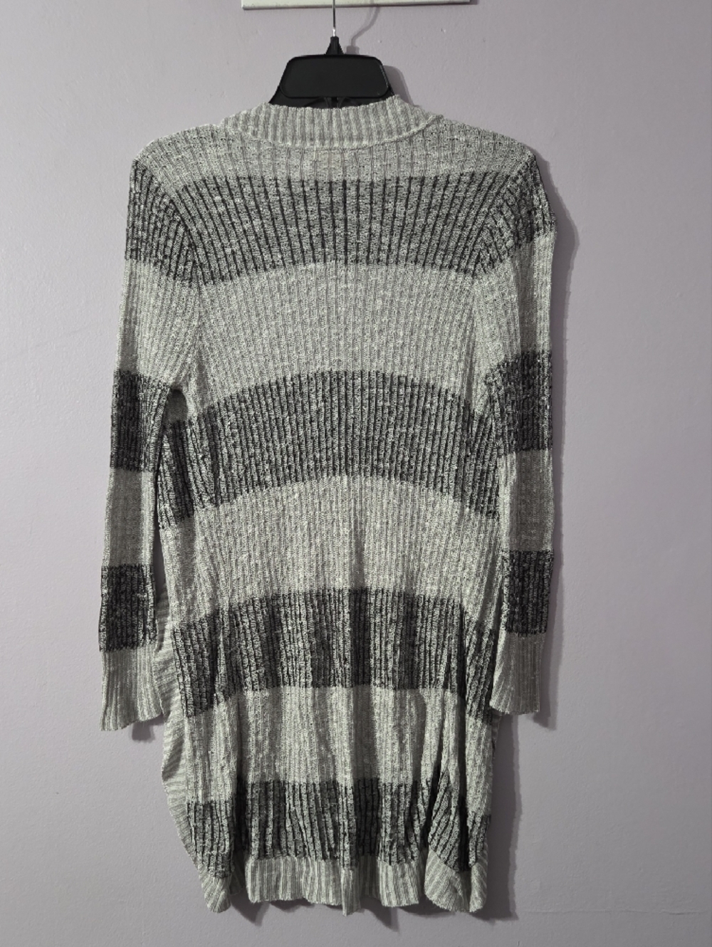 Mossimo Supply Co. Gray and Black Striped Open-Front Cardigan Juniors M - Picture 4 of 4